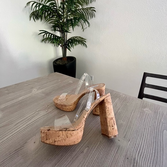 FINAL SALE-Steve Madden- Lessa Platform Sandal- Clear/cork- size 10M - Picture 10 of 11
